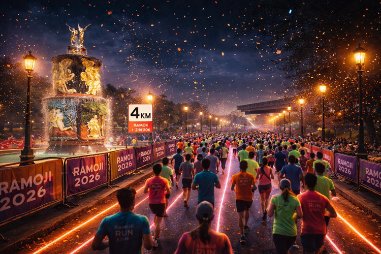 Glow Run at Ramoji Film City Hyderabad featuring 3K Fun Run, 5K Glow Sprint, and 10K Night Challenge under vibrant night lights. Glow Run at Ramoji Film City Hyderabad featuring 3K Fun Run, 5K Glow Sprint, and 10K Night Challenge under vibrant night lights.